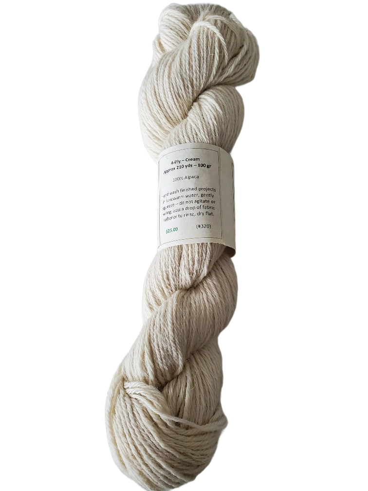 Cozy Cream Alpaca Yarn: Luxurious 4-Ply Perfection - SKU 320. Feel the Difference!